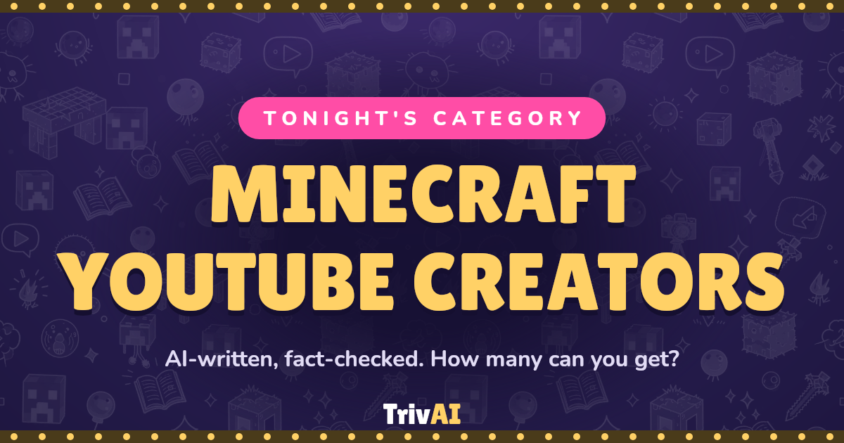 Minecraft YouTube Creators trivia on TrivAI